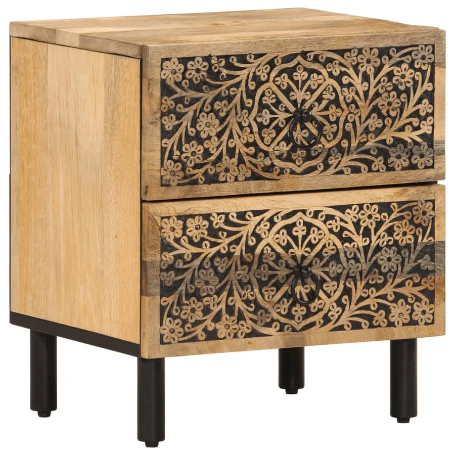 Tables de chevet 2 pcs 40x33x46 cm Bois de manguier solide - 5