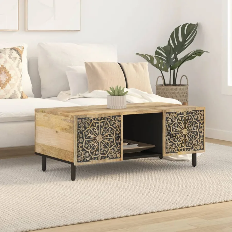 Table basse 100x54x40 cm bois de manguier massif - 3