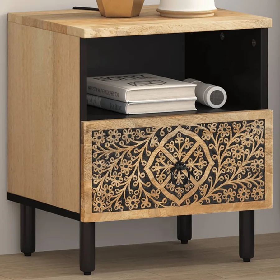 Table de chevet 40x33x46 cm Bois de manguier solide