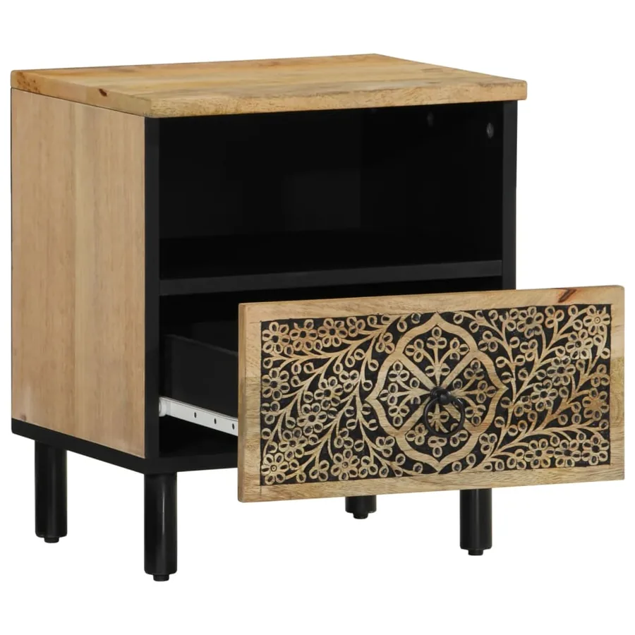 Table de chevet 40x33x46 cm Bois de manguier solide - 4