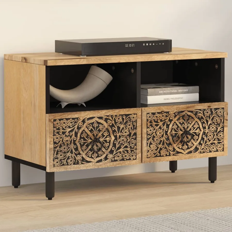 Meuble TV 70x33x46 cm Bois massif de manguier