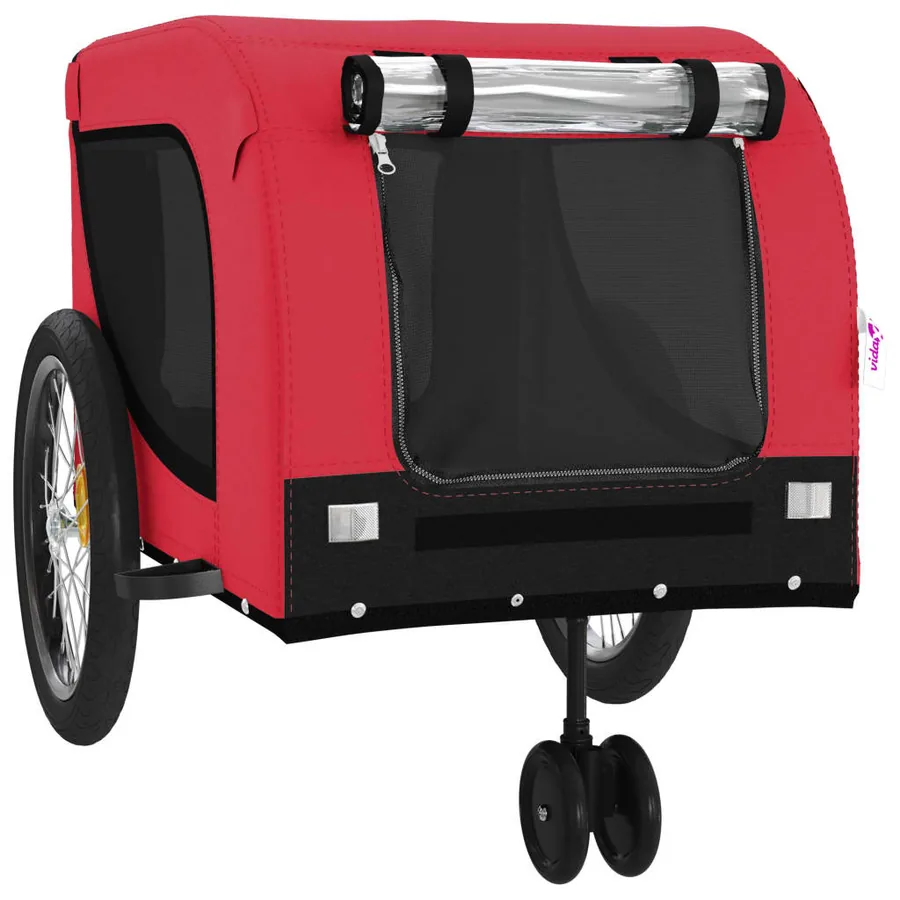 Remorque de vélo pour animaux de compagnie rouge et noir - 4