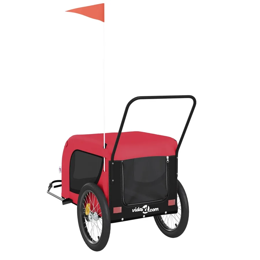 Remorque de vélo pour animaux de compagnie rouge et noir - 7