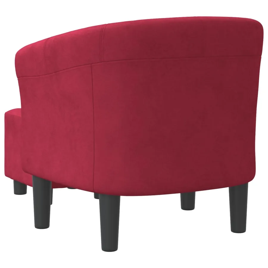 Chaise cabriolet avec repose-pied rouge bordeaux velours - 5