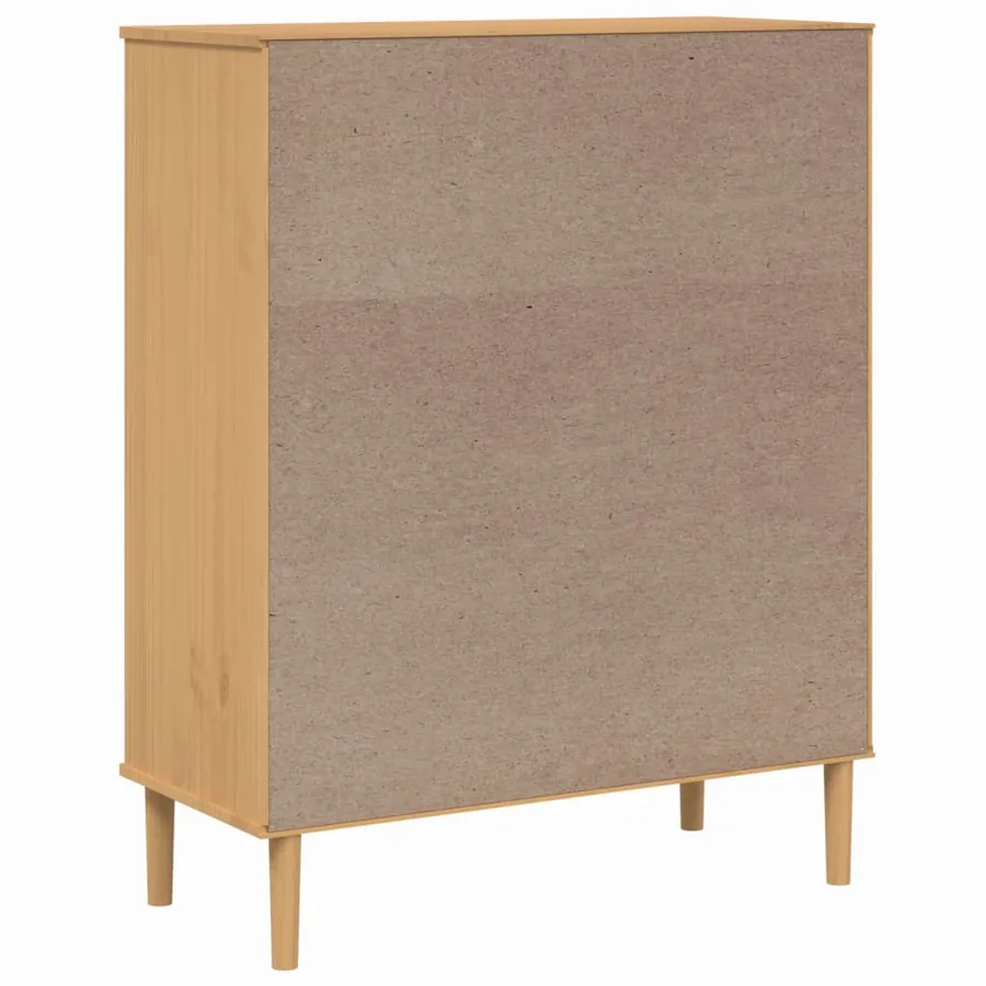Buffet SENJA aspect rotin marron 90x40x112cm bois massif de pin - 8