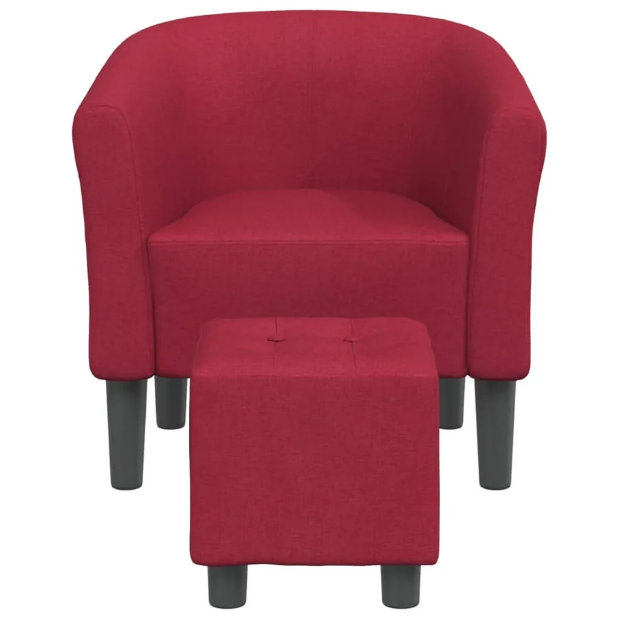 Chaise cabriolet avec repose-pied rouge bordeaux tissu - 3