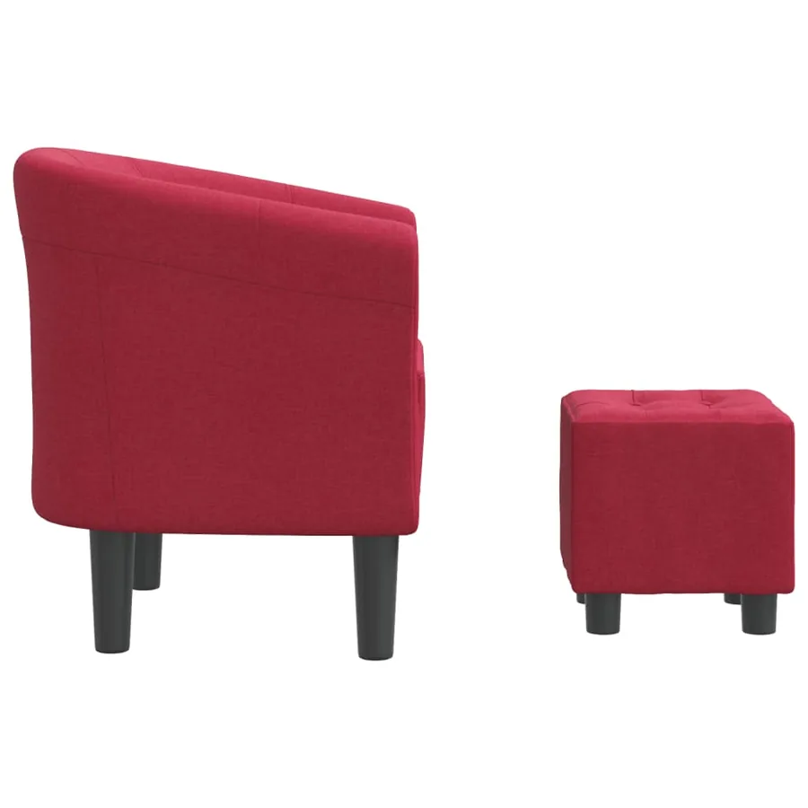 Chaise cabriolet avec repose-pied rouge bordeaux tissu - 4