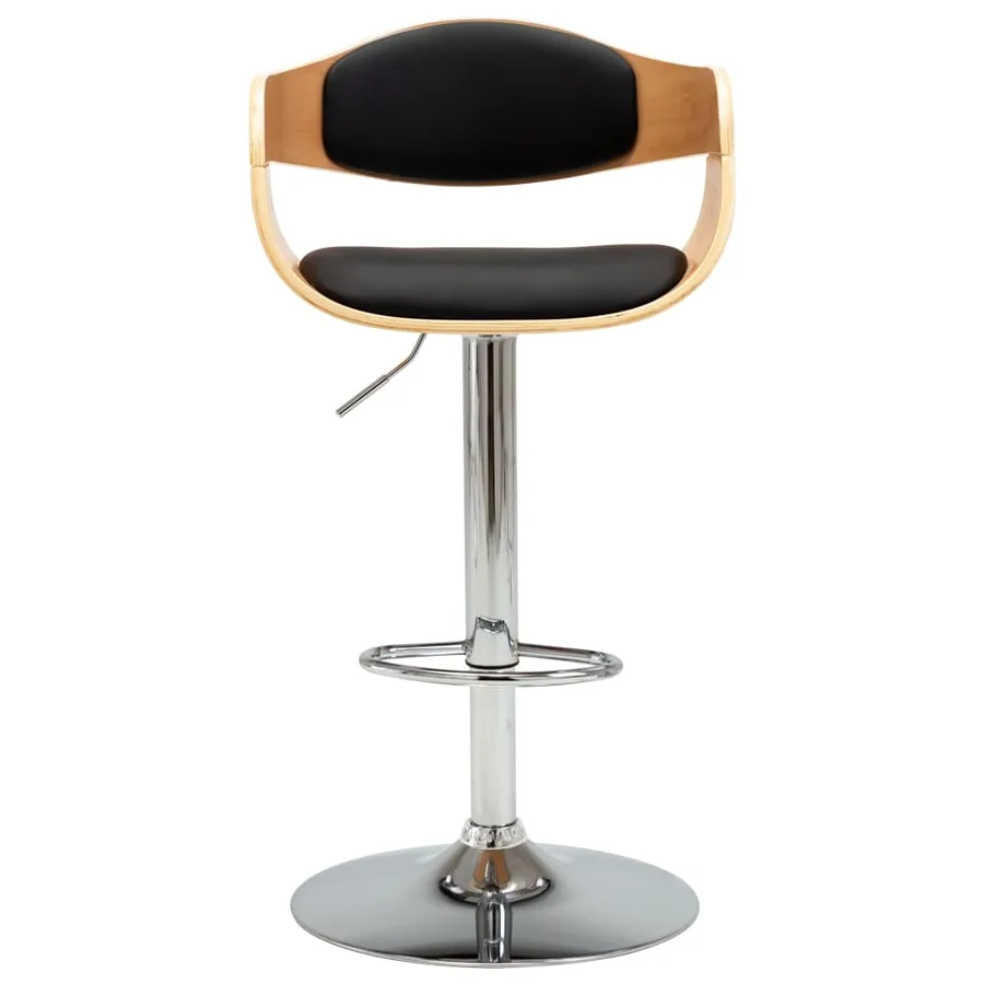 Tabouret de bar Noir Bois courbé et similicuir - 2