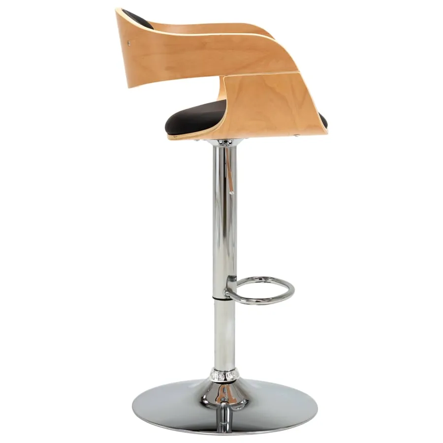 Tabouret de bar Noir Bois courbé et similicuir - 4