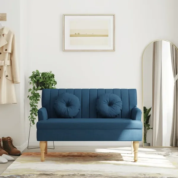 Banc avec coussins bleu 113x64,5x75,5 cm tissu