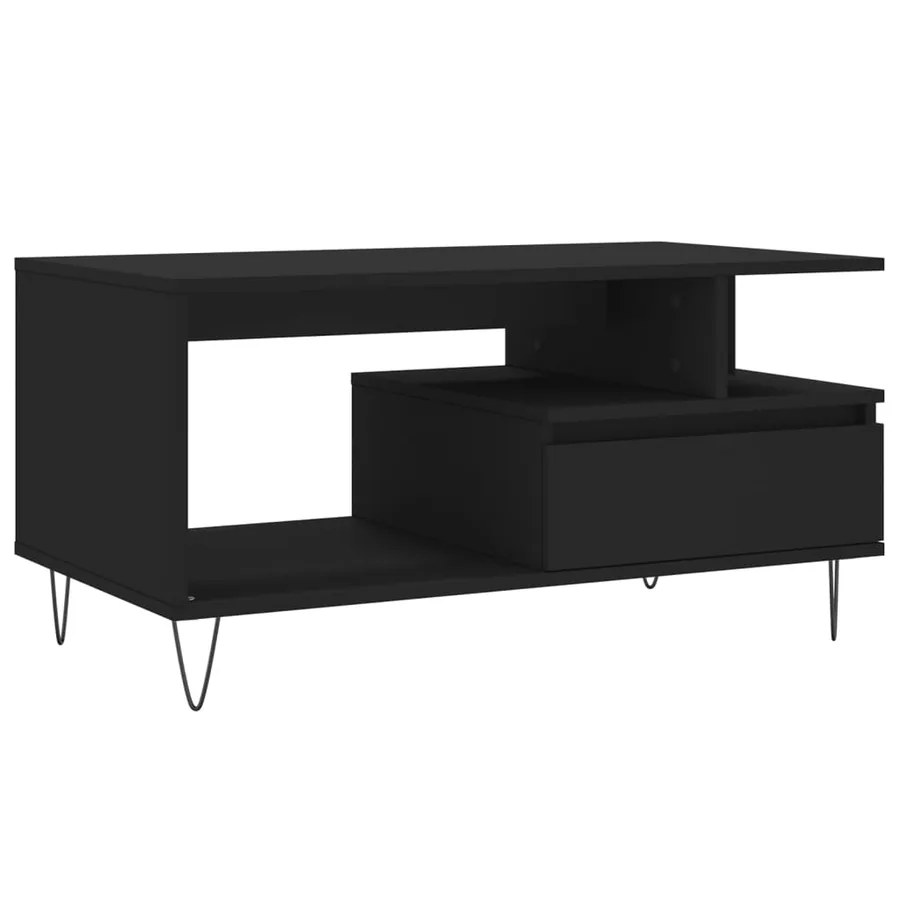 Table basse Noir 90x49x45 cm Bois d'ingénierie - 2