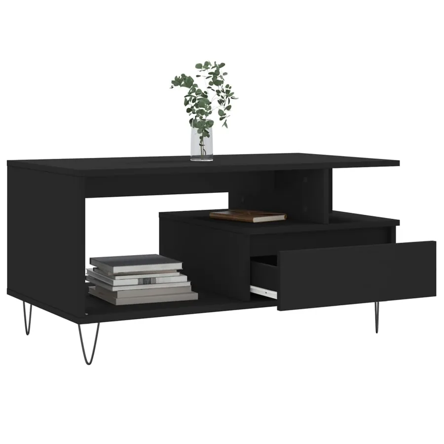 Table basse Noir 90x49x45 cm Bois d'ingénierie - 4