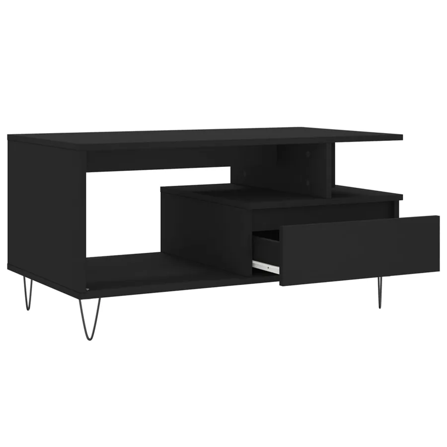 Table basse Noir 90x49x45 cm Bois d'ingénierie - 6