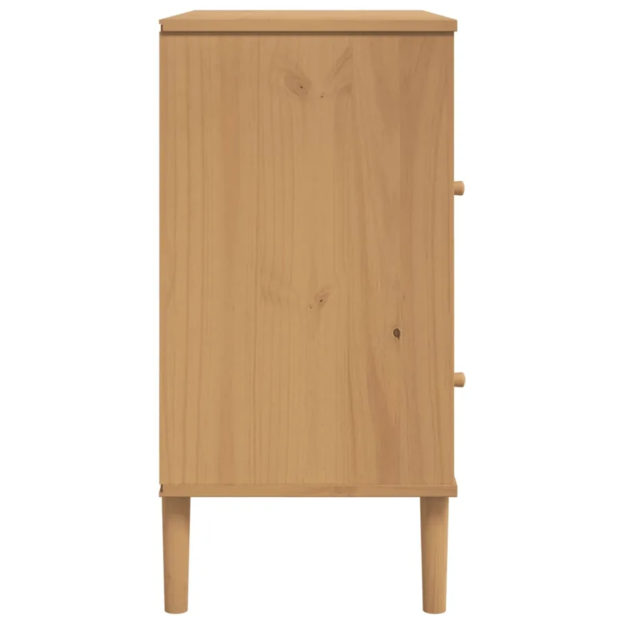 Buffet SENJA aspect rotin marron 80x40x80 cm bois massif de pin - 7