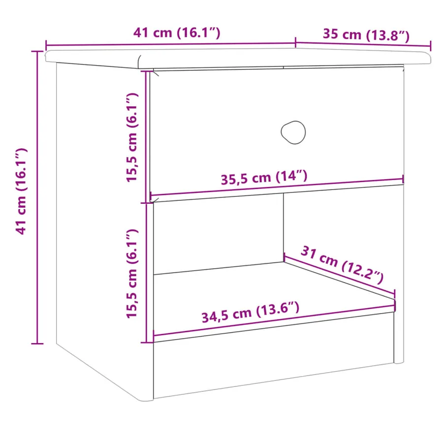 Table de chevet ALTA 41x35x41 cm bois de pin massif - 9