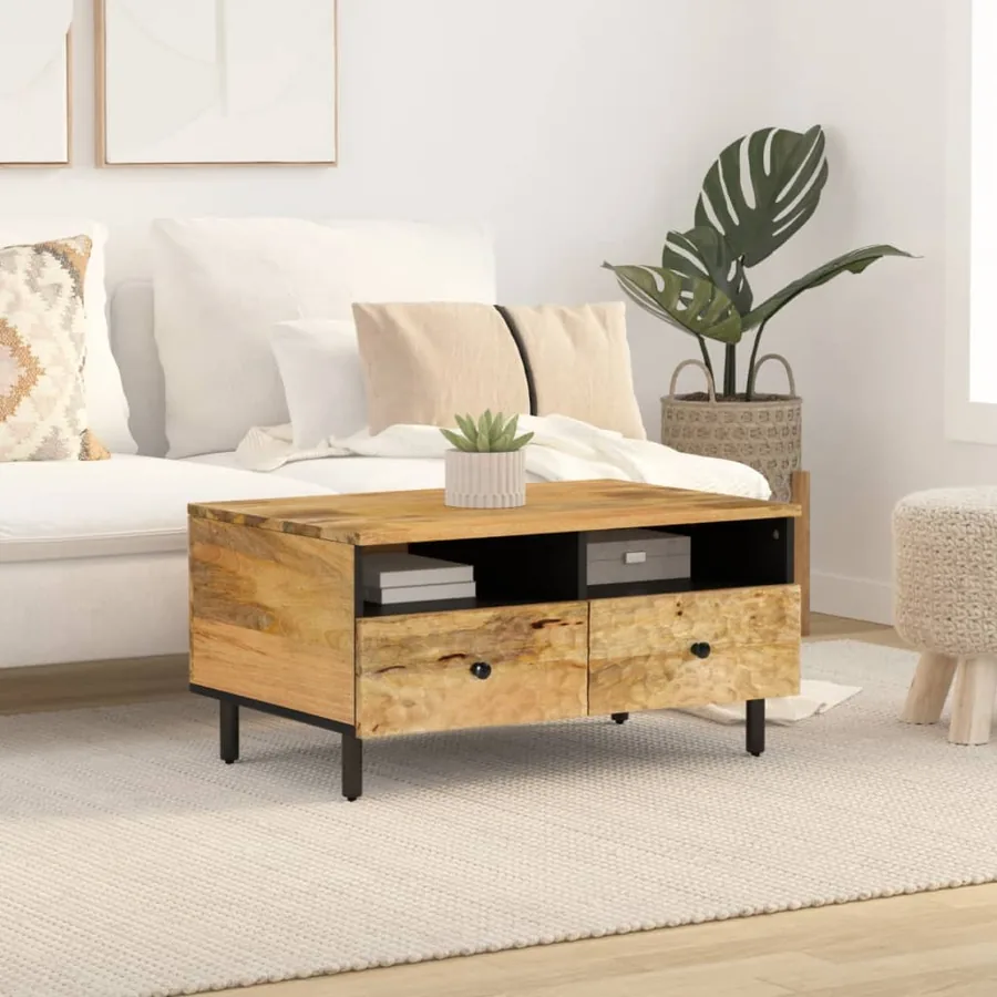 Table basse 80x54x40 cm bois de manguier massif - 3