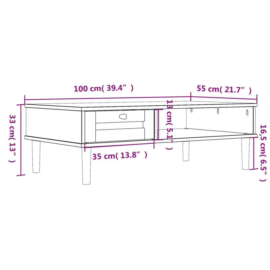 Table basse SENJA aspect rotin marron 100x55x33 cm bois massif - 10