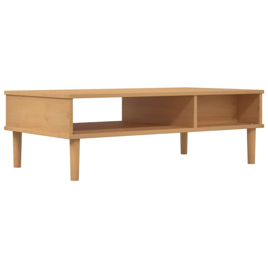 Table basse SENJA aspect rotin marron 100x55x33 cm bois massif - 8
