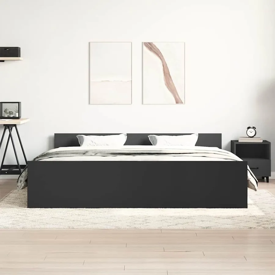 Cadre de lit sans matelas noir 160x200 cm - 3