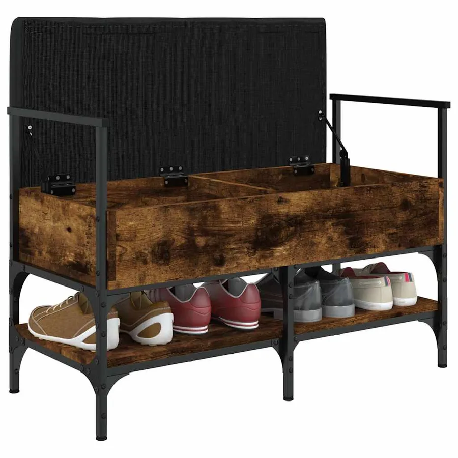 Banc à chaussures chêne fumé 85,5x42x57,5 cm bois d'ingénierie - 4