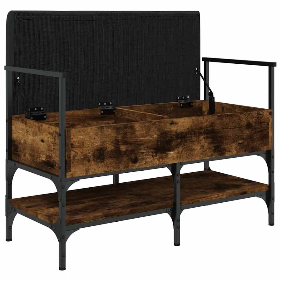 Banc à chaussures chêne fumé 85,5x42x57,5 cm bois d'ingénierie - 5