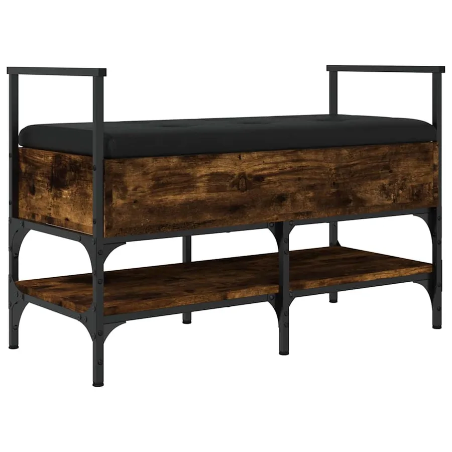 Banc à chaussures chêne fumé 85,5x42x57,5 cm bois d'ingénierie - 8