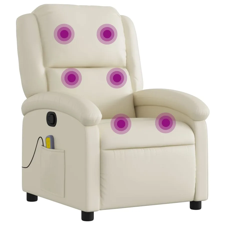 Fauteuil de massage inclinable en similicuir crème - 2