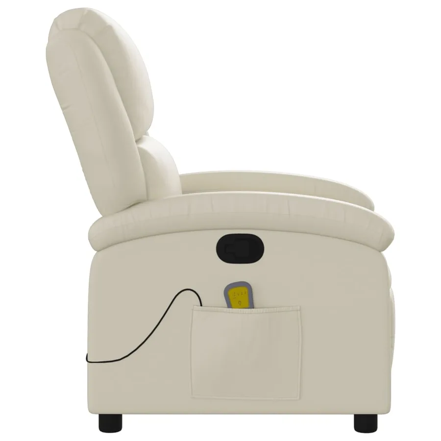 Fauteuil inclinable de massage Crème Similicuir - 5
