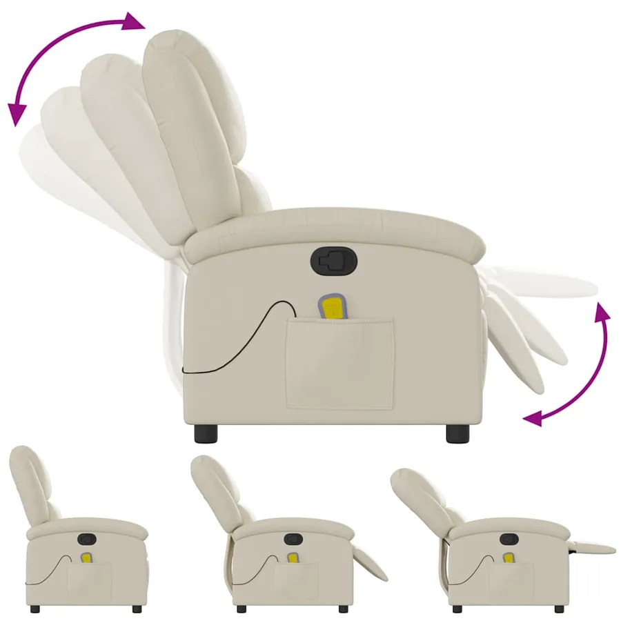 Fauteuil inclinable de massage Crème Similicuir - 7