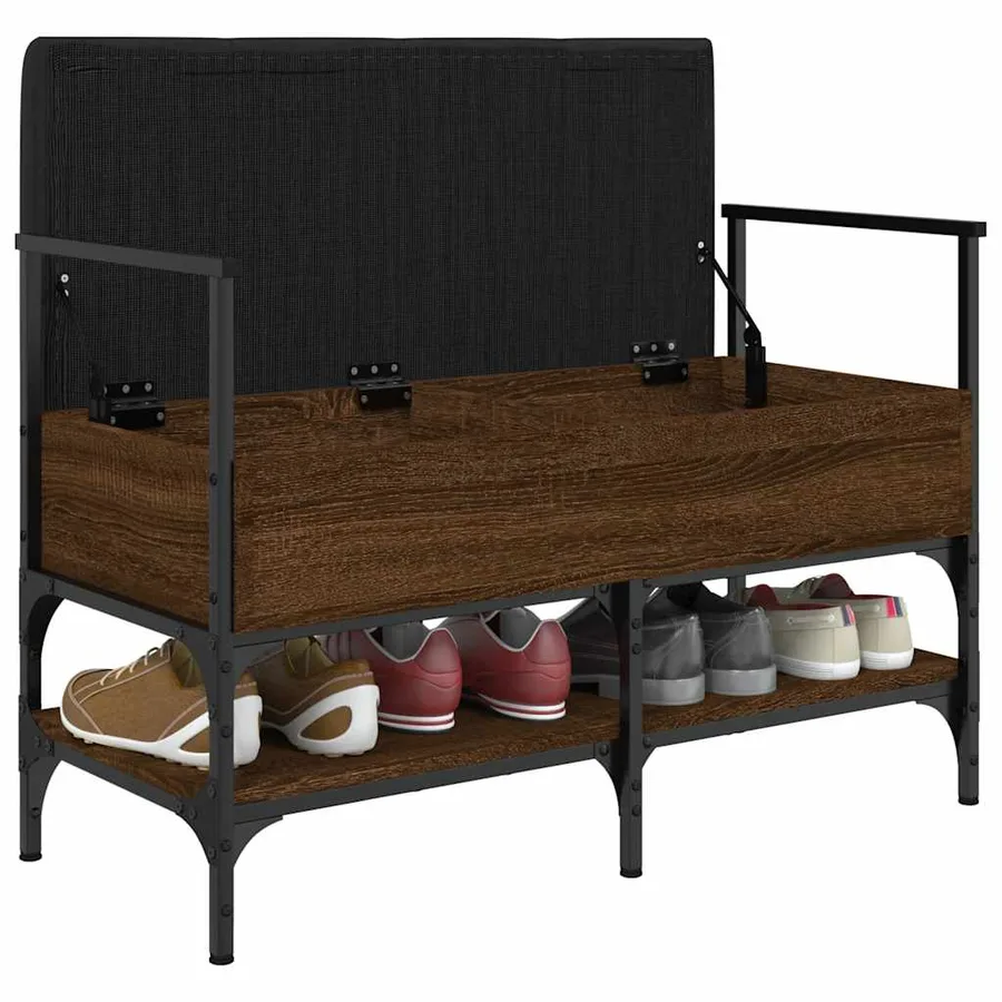 Banc à chaussures chêne marron 85,5x42x57,5cm bois d'ingénierie - 4
