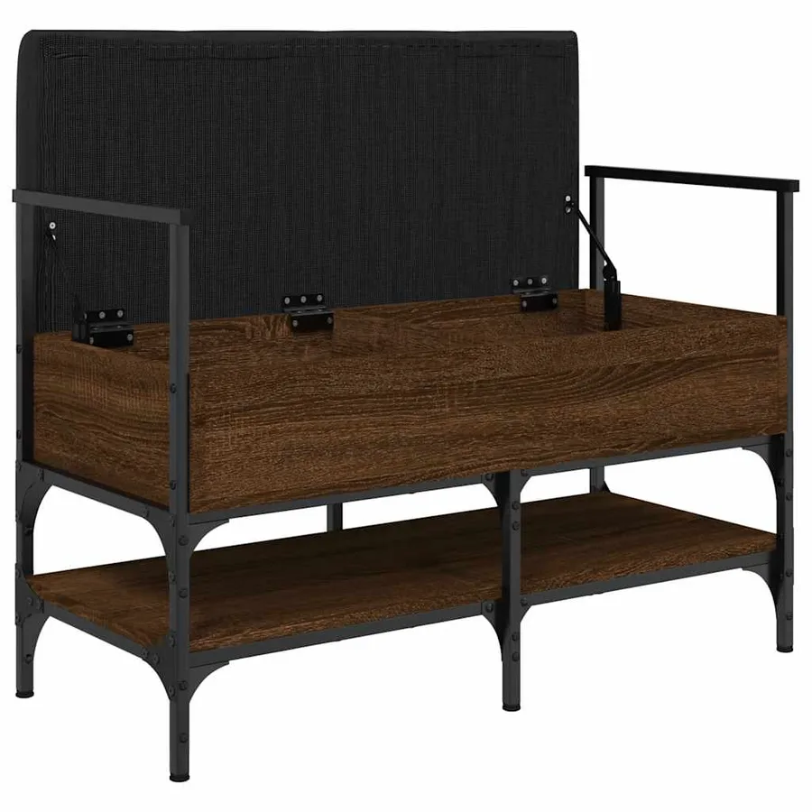 Banc à chaussures chêne marron 85,5x42x57,5cm bois d'ingénierie - 5
