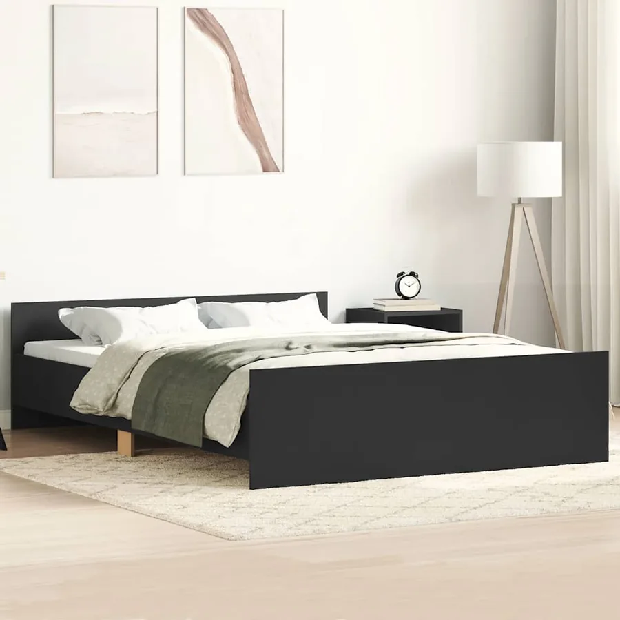 Cadre de lit sans matelas noir 140x200 cm