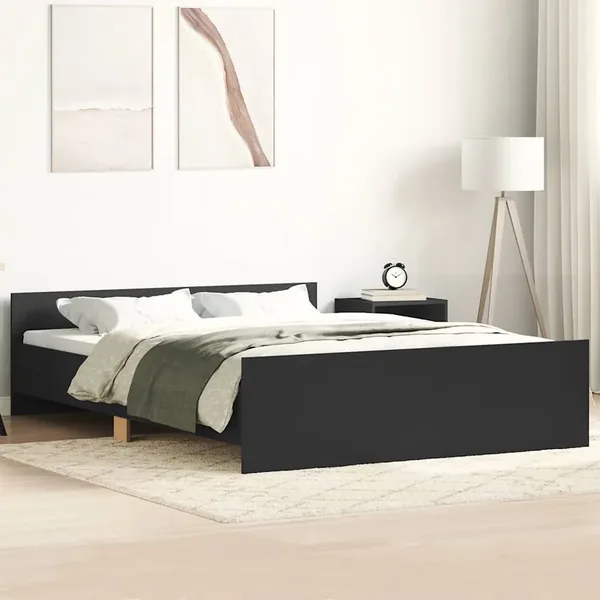Cadre de lit sans matelas noir 140x200 cm