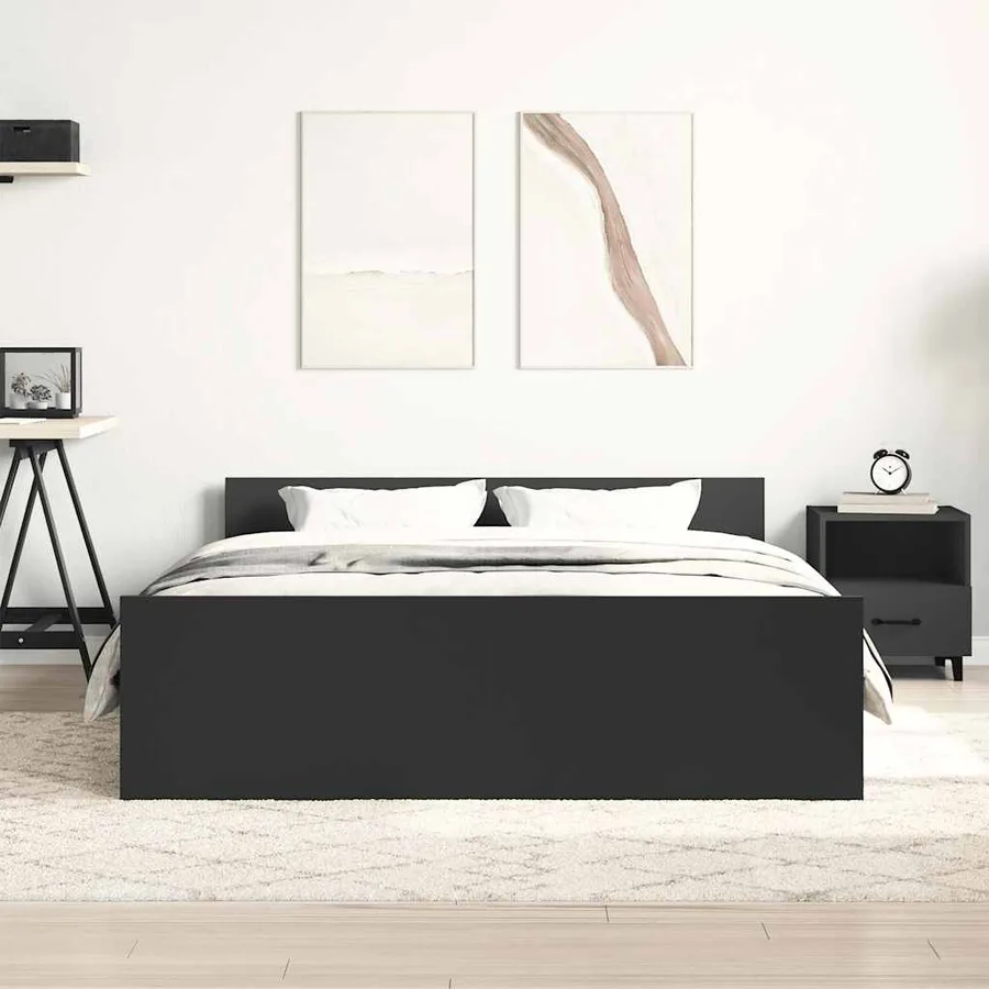 Cadre de lit sans matelas noir 140x200 cm - 3