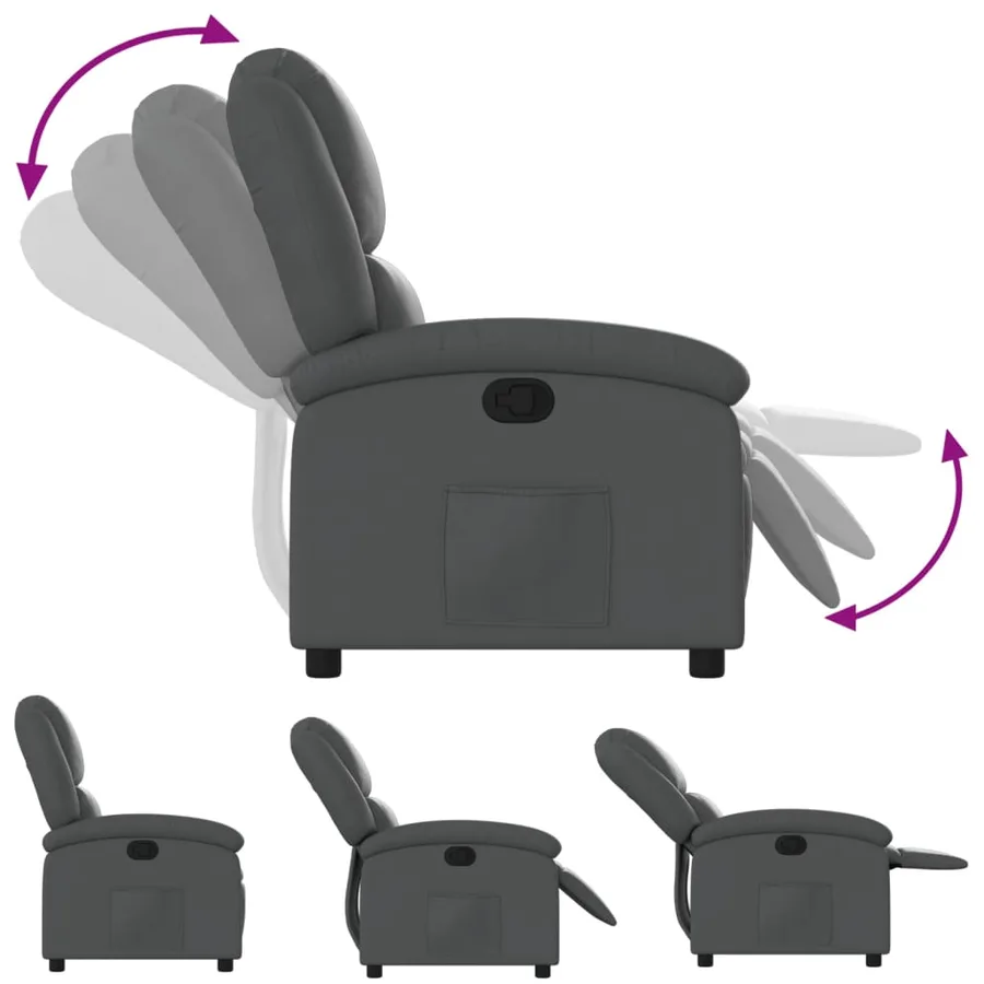 Fauteuil inclinable gris similicuir - 4