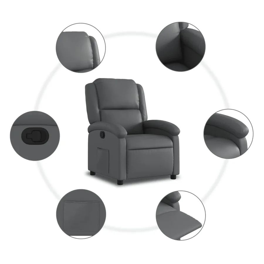 Fauteuil inclinable gris similicuir - 5