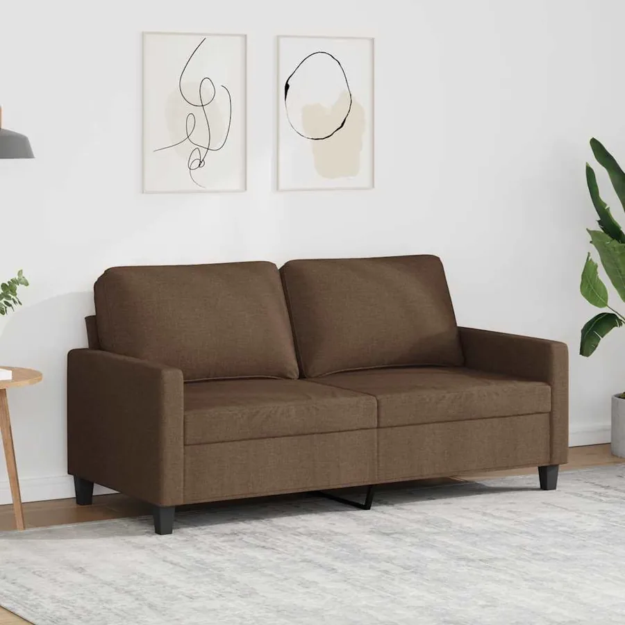 Canapé à 2 places Marron 140 cm Tissu