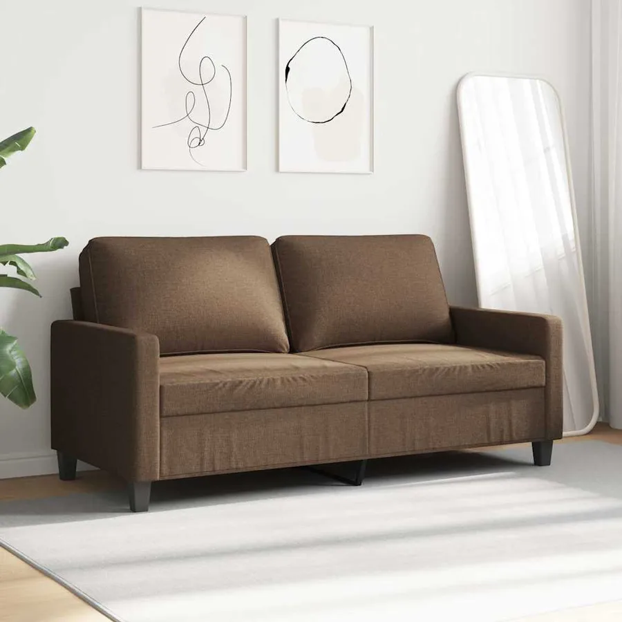 Canapé à 2 places Marron 140 cm Tissu - 3