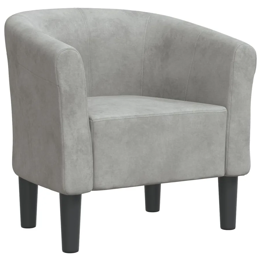 Chaise cabriolet gris clair velours - 2