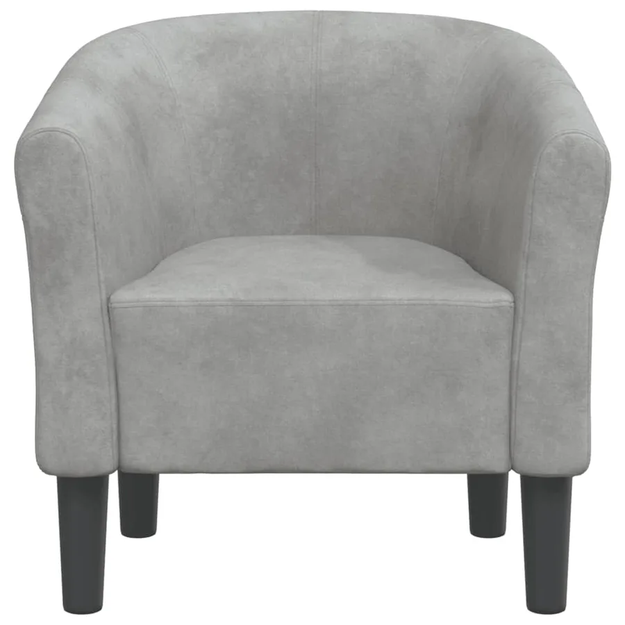 Chaise cabriolet gris clair velours - 3