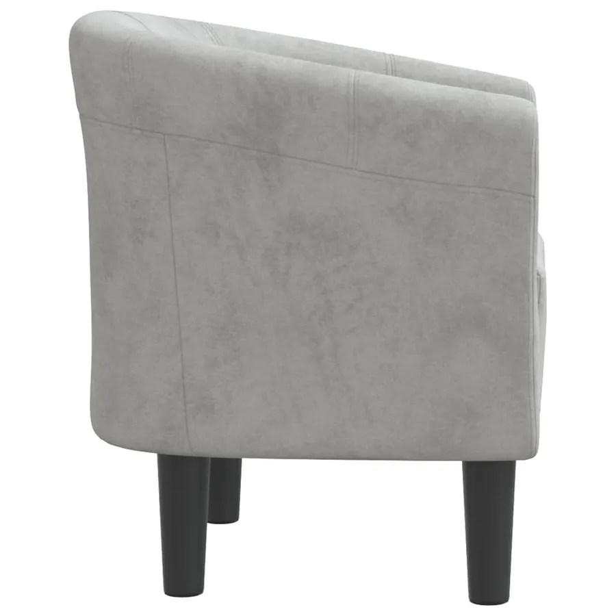 Chaise cabriolet gris clair velours - 4