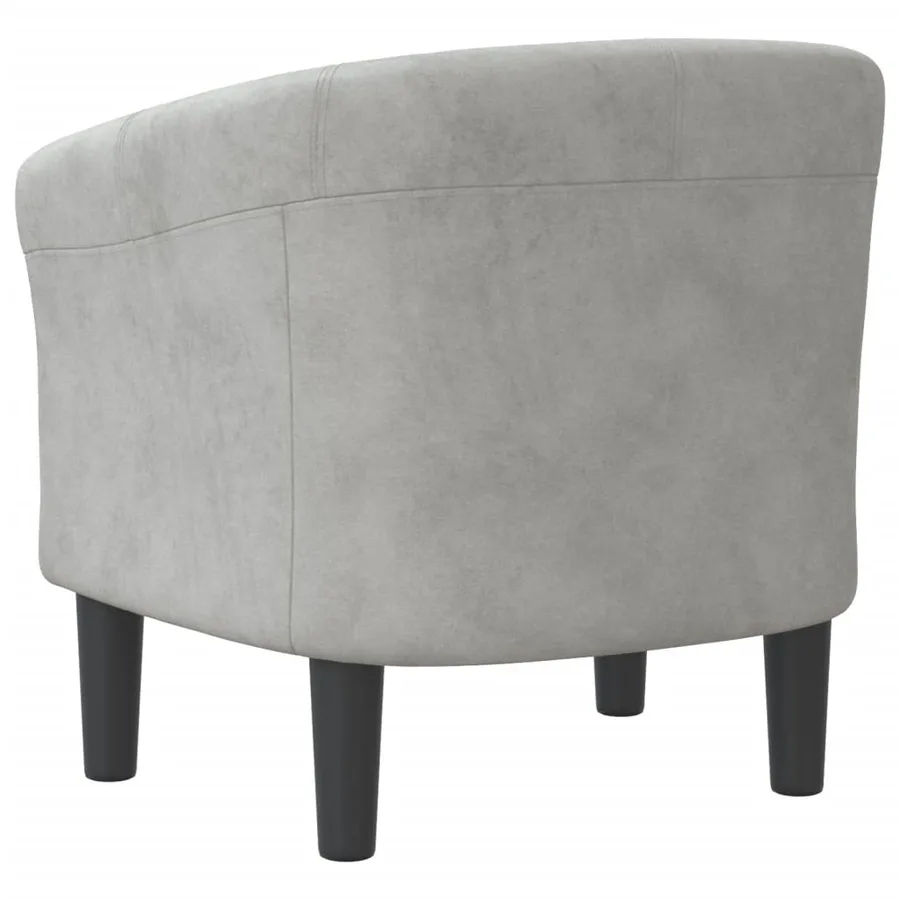 Chaise cabriolet gris clair velours - 5