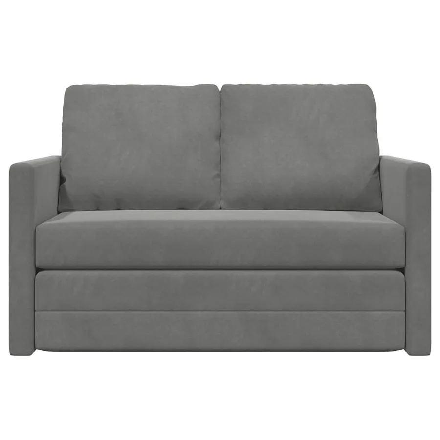 Canapé-lit 2 en 1 gris foncé 122x204x55 cm velours - 5