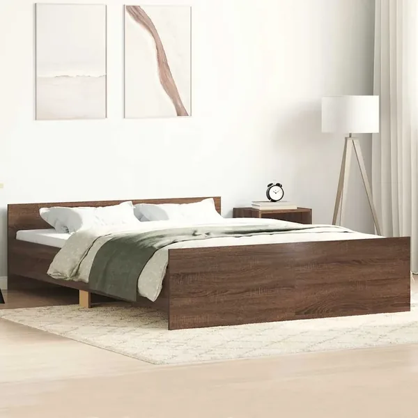Cadre de lit sans matelas chêne marron 135x190 cm