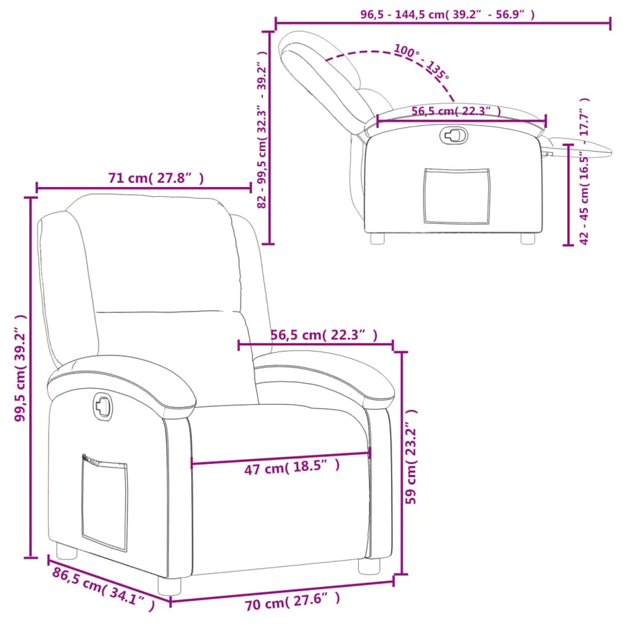 Fauteuil inclinable crème similicuir - 11