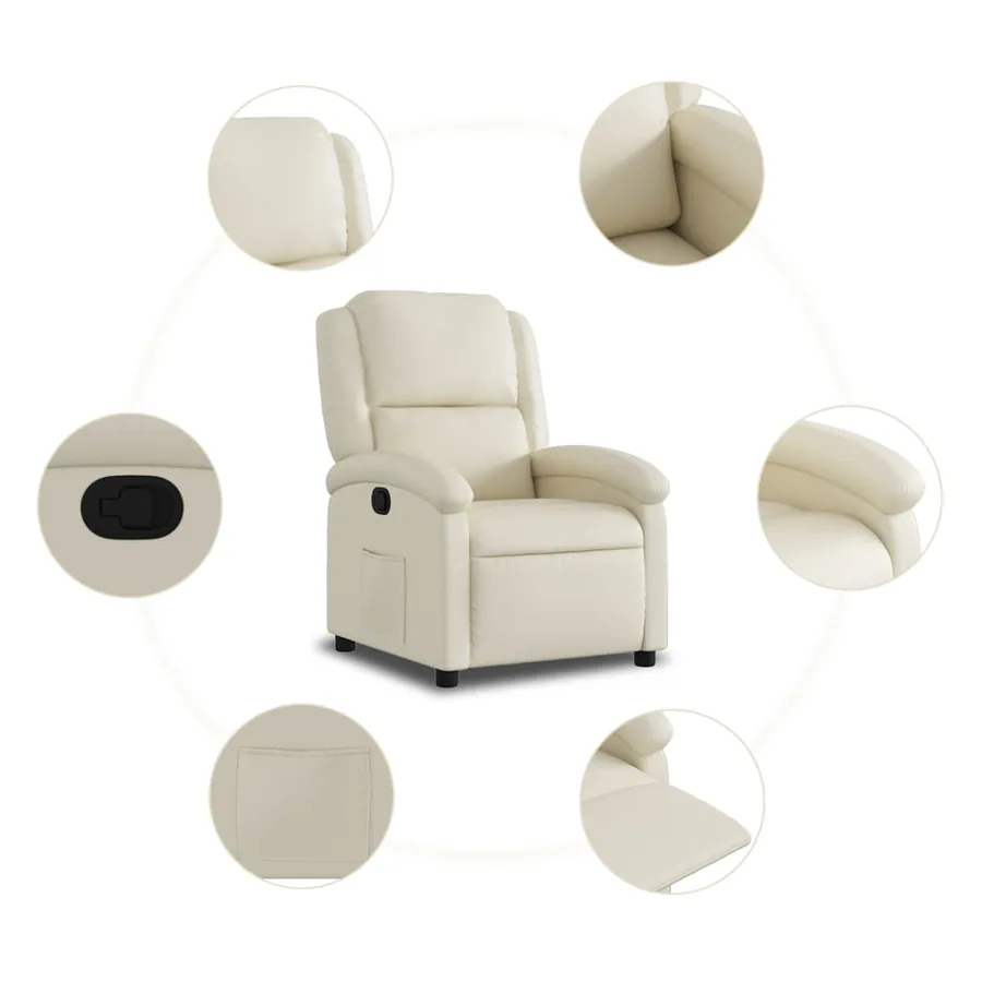 Fauteuil inclinable crème similicuir - 5