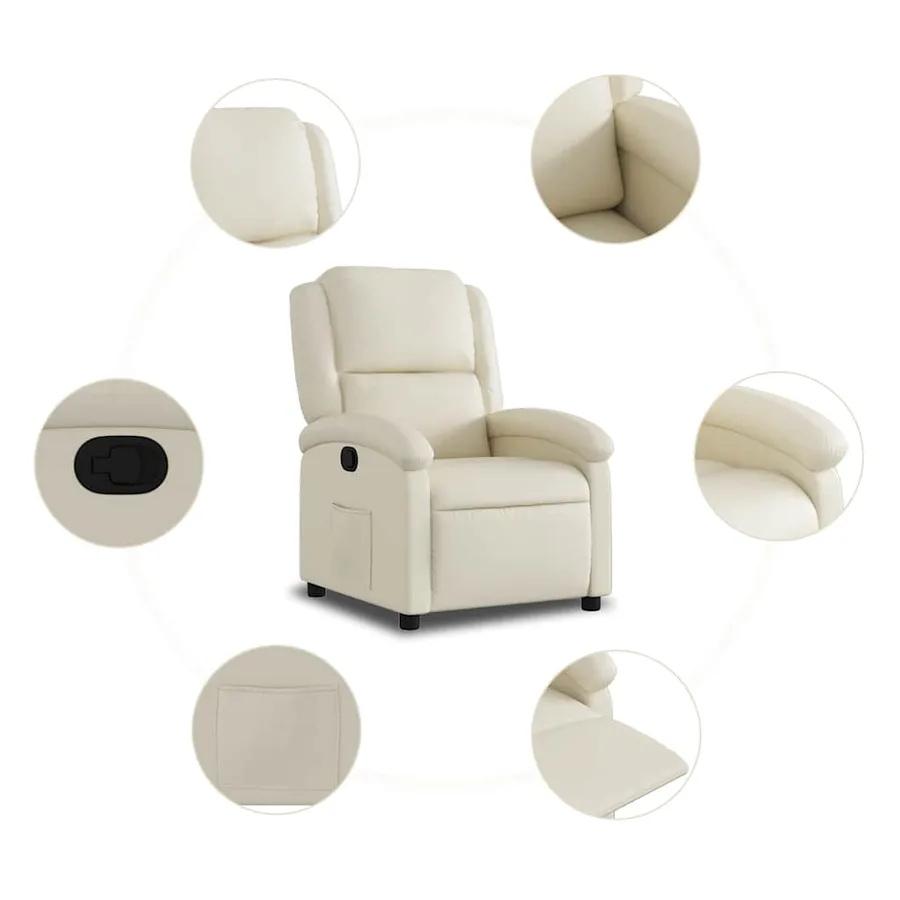 Fauteuil inclinable Crème Similicuir - 8