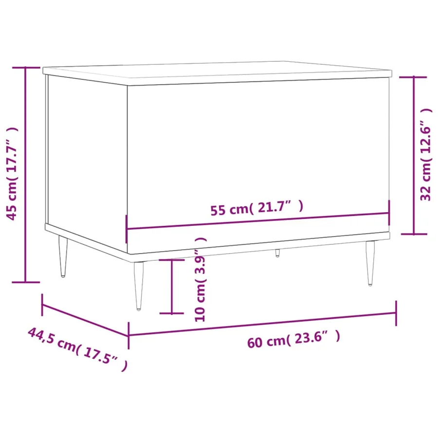 Table basse Noir 60x44,5x45 cm Bois d'ingénierie - 11