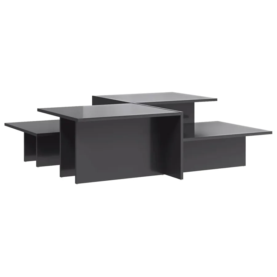 Tables basses 2 pcs gris brillant bois d'ingénierie - 2