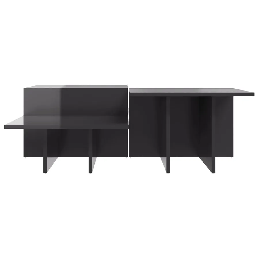 Tables basses 2 pcs gris brillant bois d'ingénierie - 5